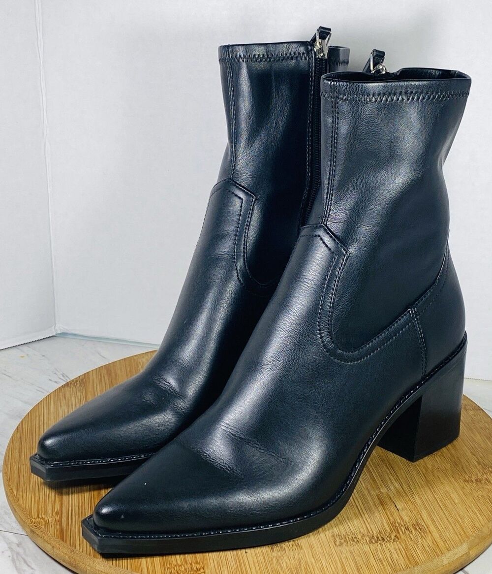 Dolce Vita Josiah Booties Pointed Toe Block Heel Ankle Boots Black Size 10M